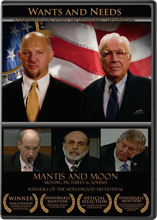 The Wants and Needs cover: two men in suits stand before an American flag, above three officials at a hearing.